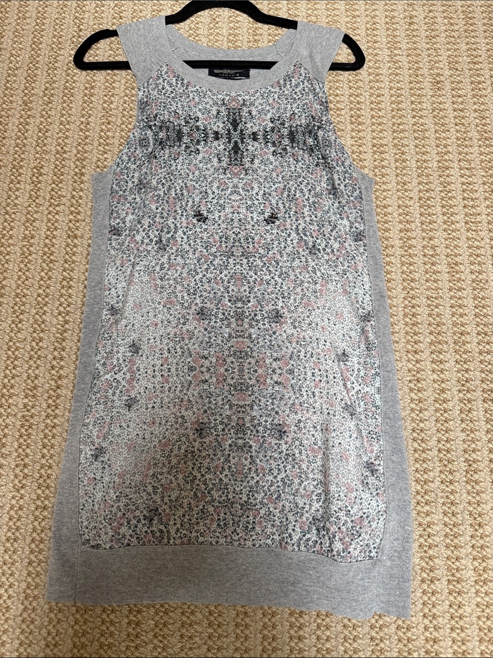 Grey Floral-Print Sleeveless Mini Dress
